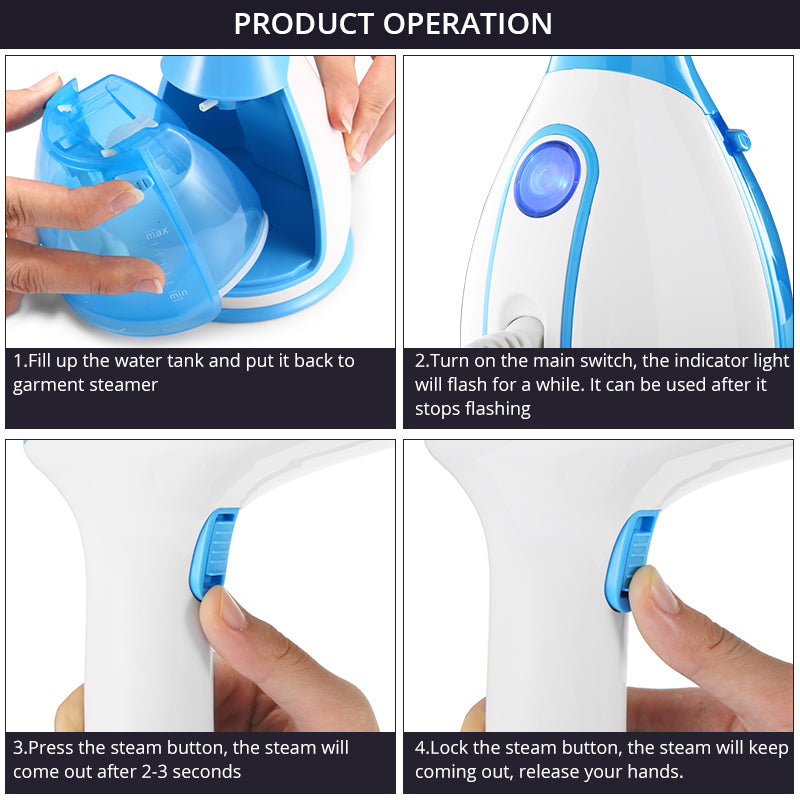 280ml Handheld Fabric Steamer 15 Seconds Fast-Heat 1500W Powerful Garment Steamer for Home Travelling Portable Steam Iron