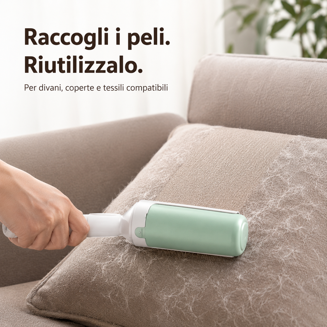Rullo spazzola riutilizzabile per peli